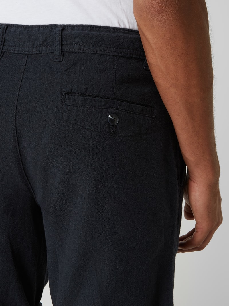 Regular Fit Shorts mit Leinen-Anteil in marineblau