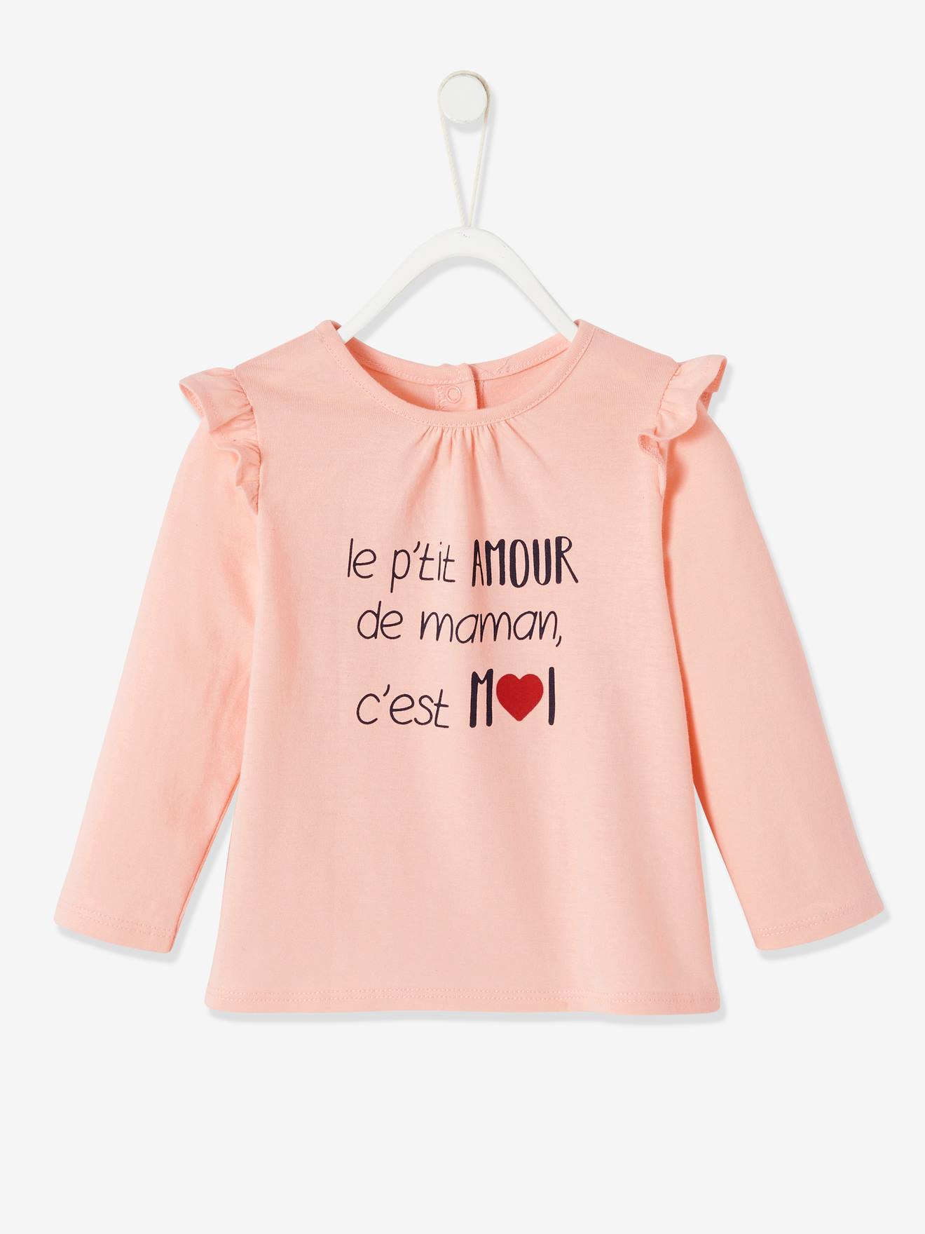T-shirt à volants bébé manches longues ivoire