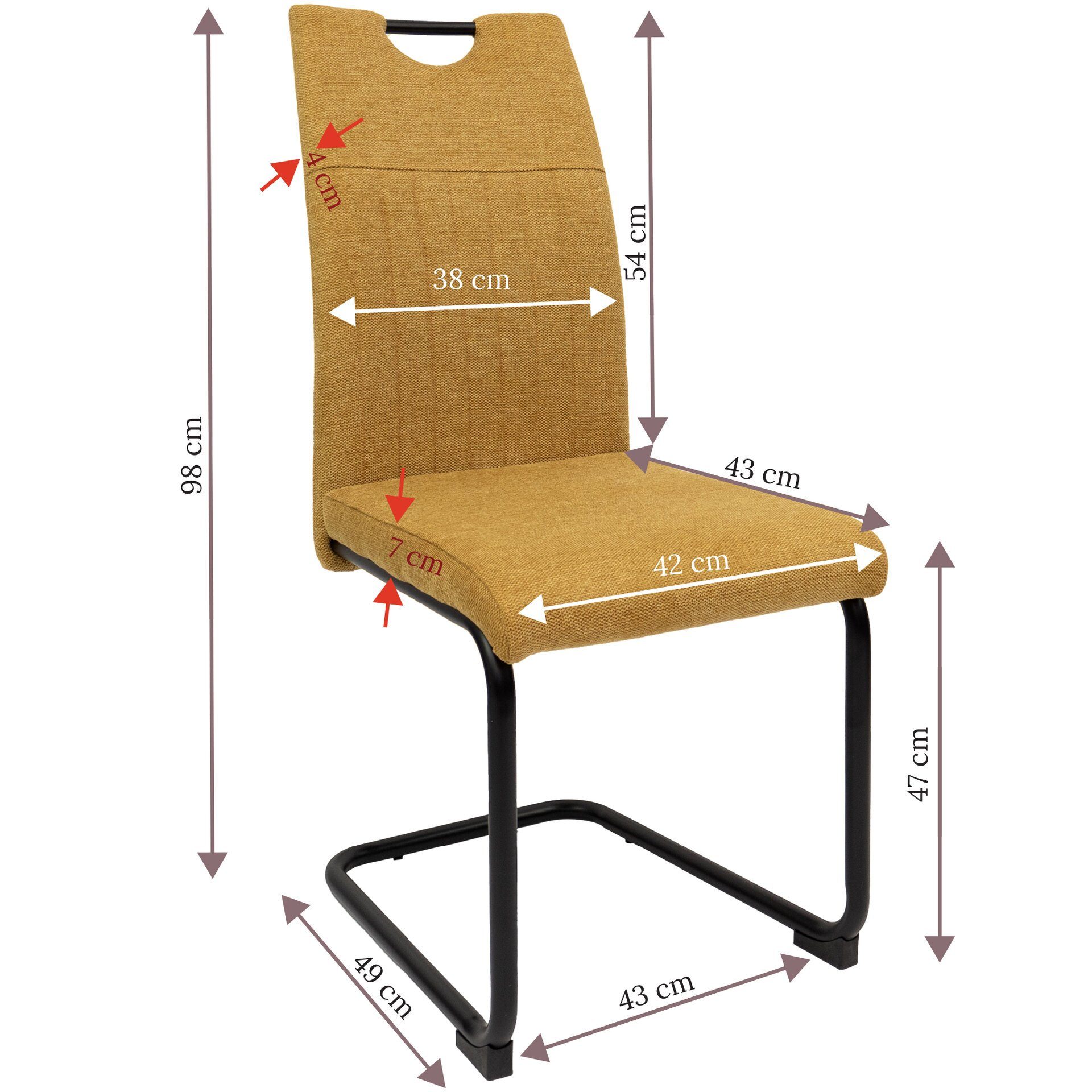 TRISENS Freischwinger Marcello (einzeln oder im 2er, 3er, 4er Set, 1 St), Schwingstuhl mit robustem Metallgestell in Stoff-Optik