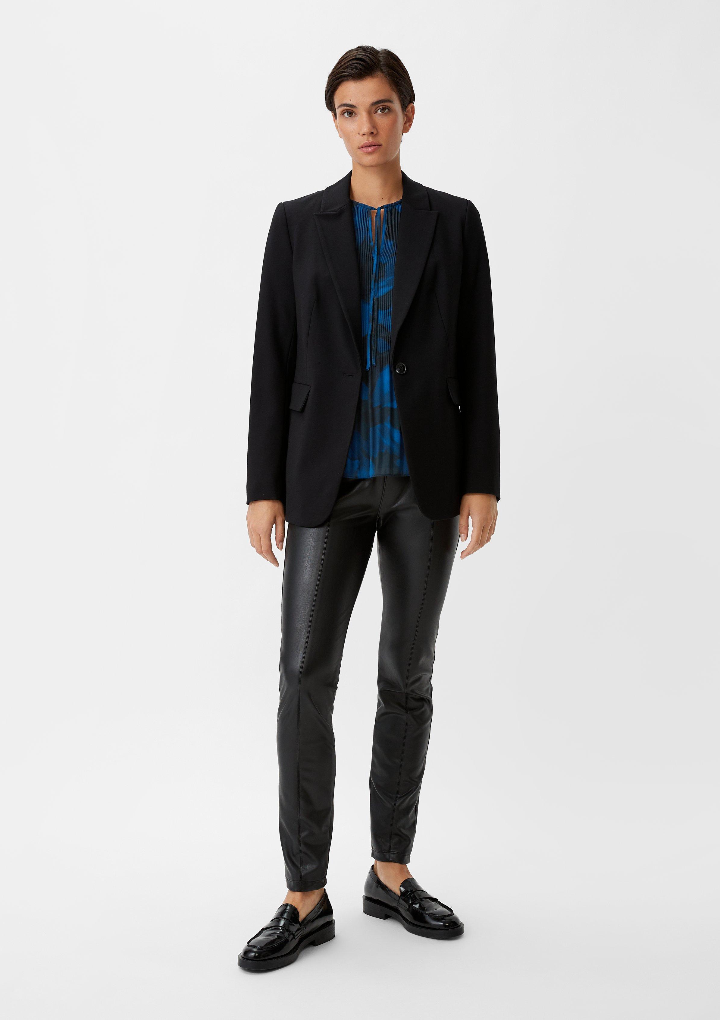 Chiffonbluse mit Plisseefalten - schwarz