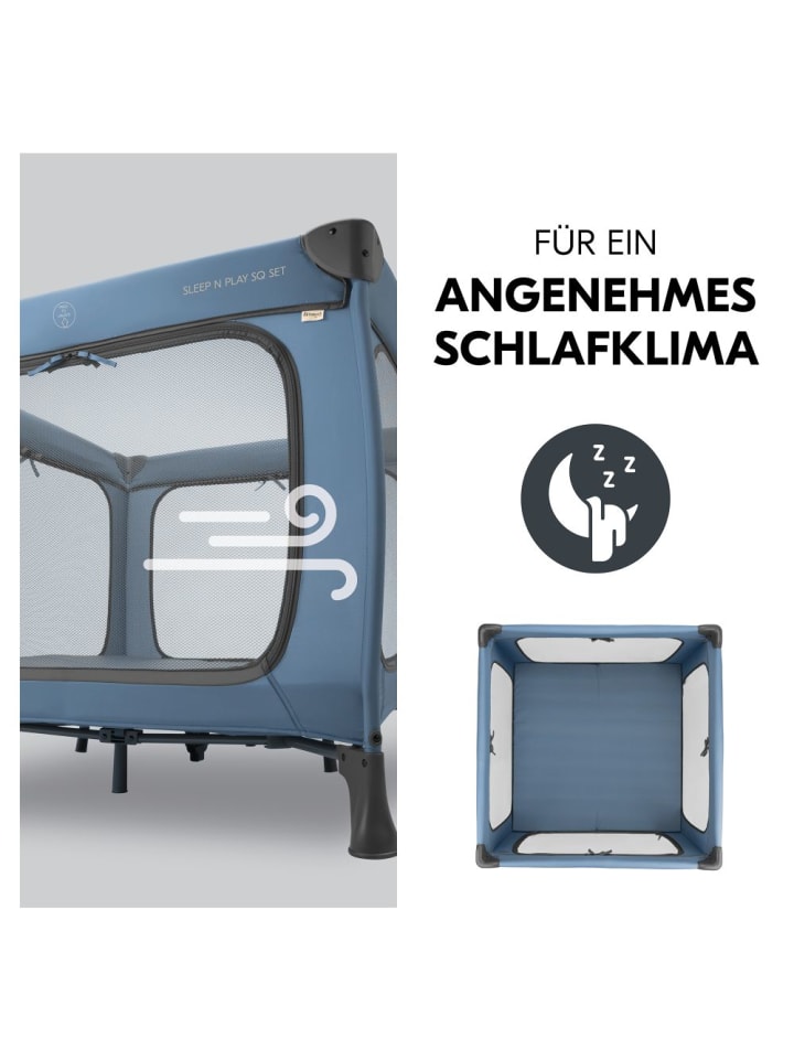 Hauck Reisebett & Laufgitter Sleep N Play SQ Set (mit Komfort-Matratze in blau günstig kaufen onesize
