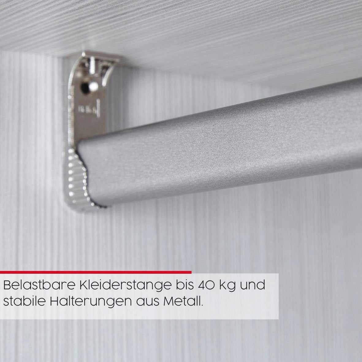 rauch Schlafzimmer-Set Valetta, Schrank, Bett, 2 Nachttische und 2 Paneele, optional mit Beleuchtung