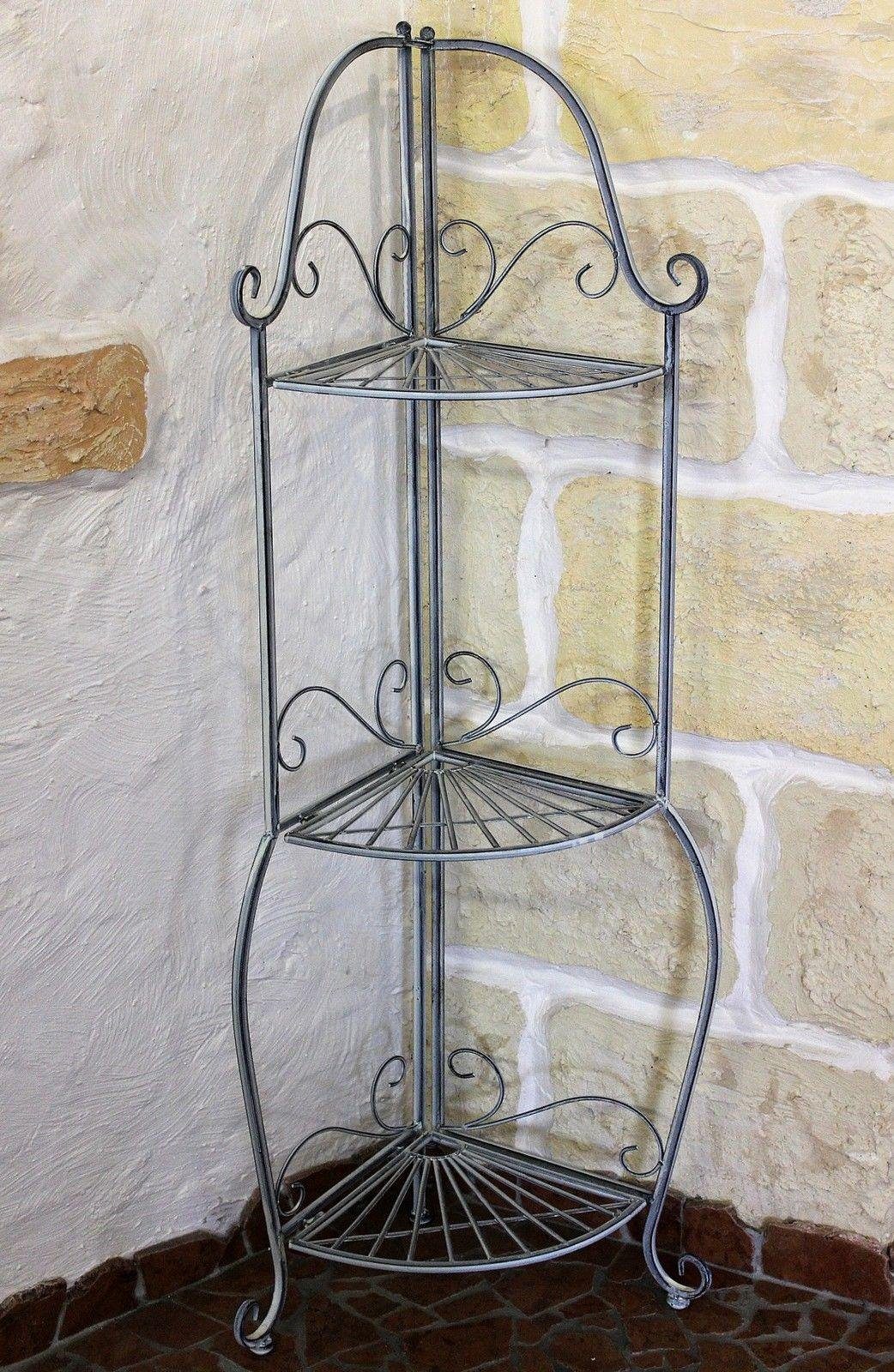 DanDiBo Eckregal Eckregal Romance 20113 Regal aus Metall 125 cm Badregal Antik Grau Küchenregal