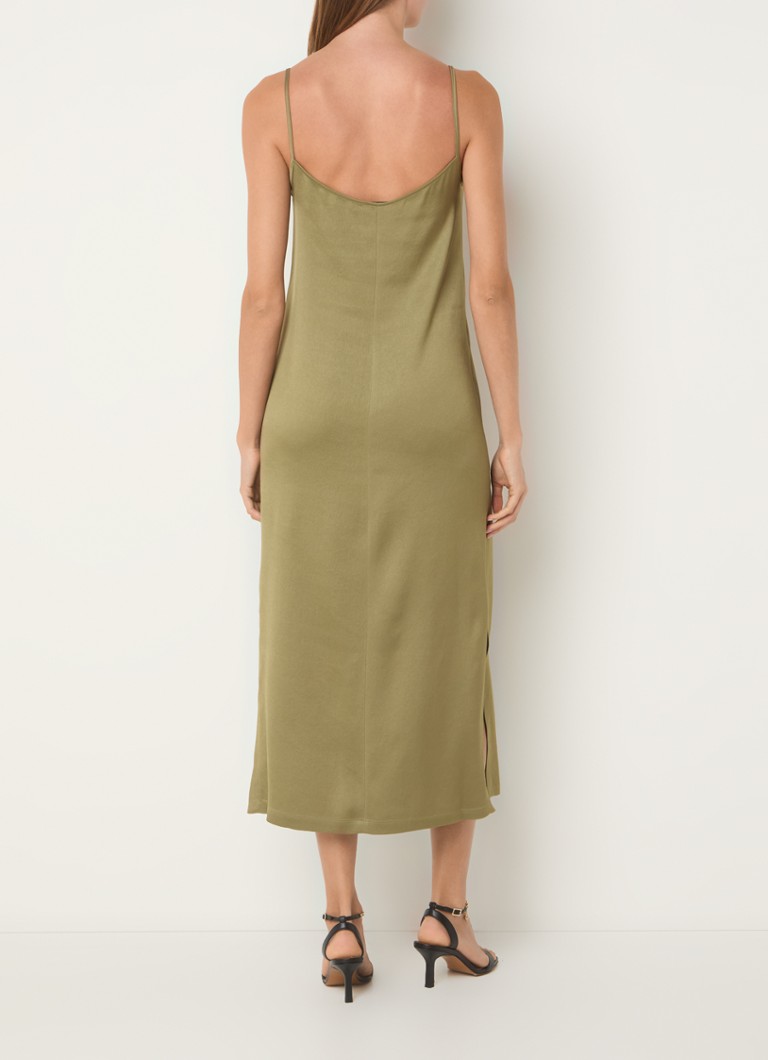 Rochie maxi din satin Aleika cu crăpătură DRYKORN