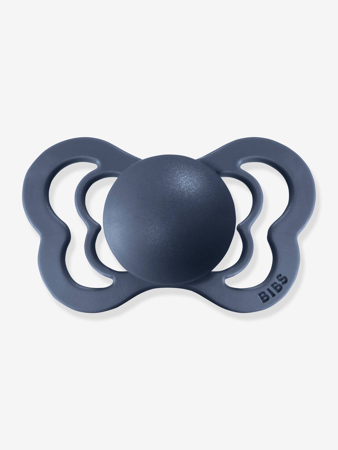 Lot de 2 sucettes-tétines BIBS Couture, taille 2 de 6 à 18 mois gris nuage + bleu acier