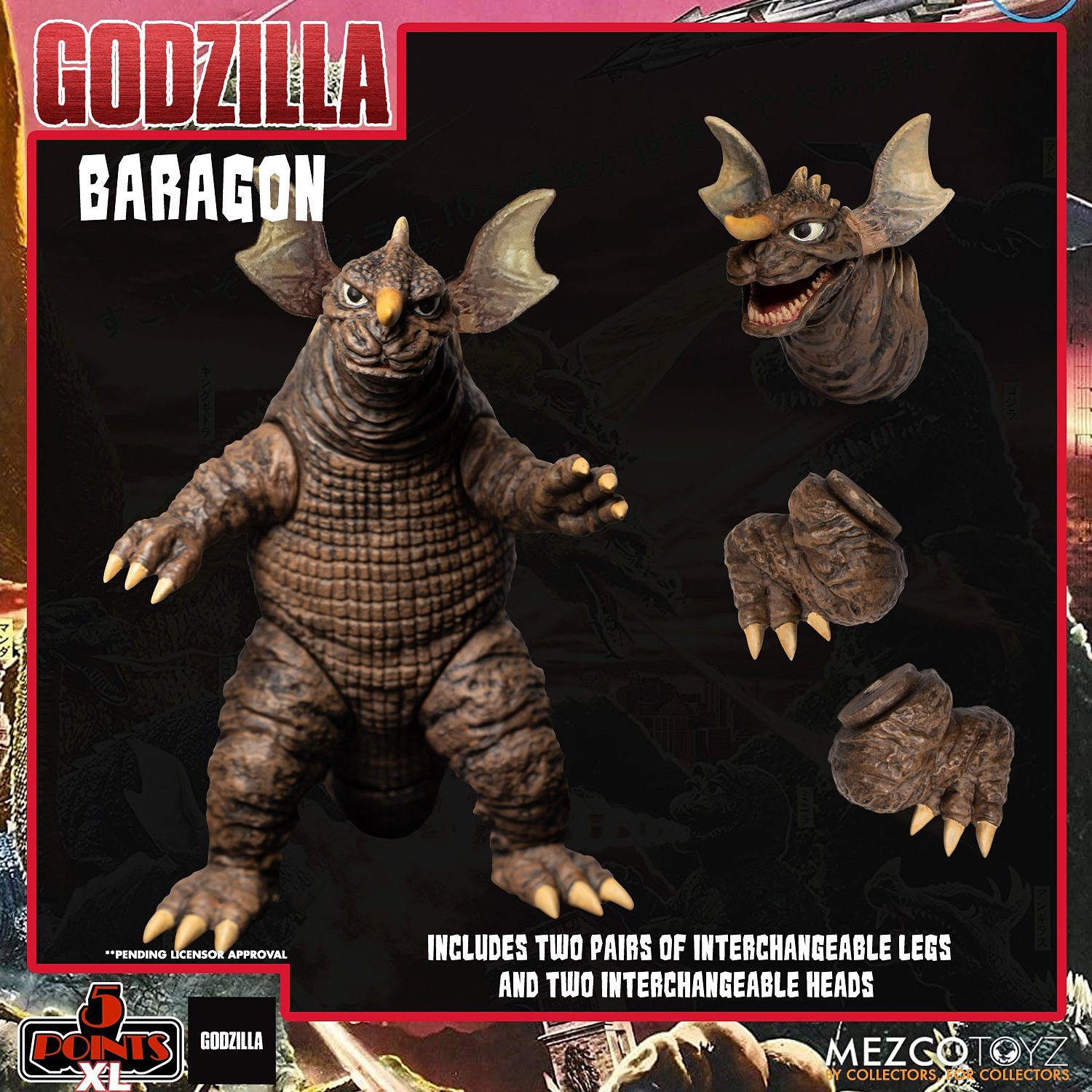 MEZCO Actionfigur Godzilla 5 Points XL Box Set 2 Actionfigur Monsters 1968