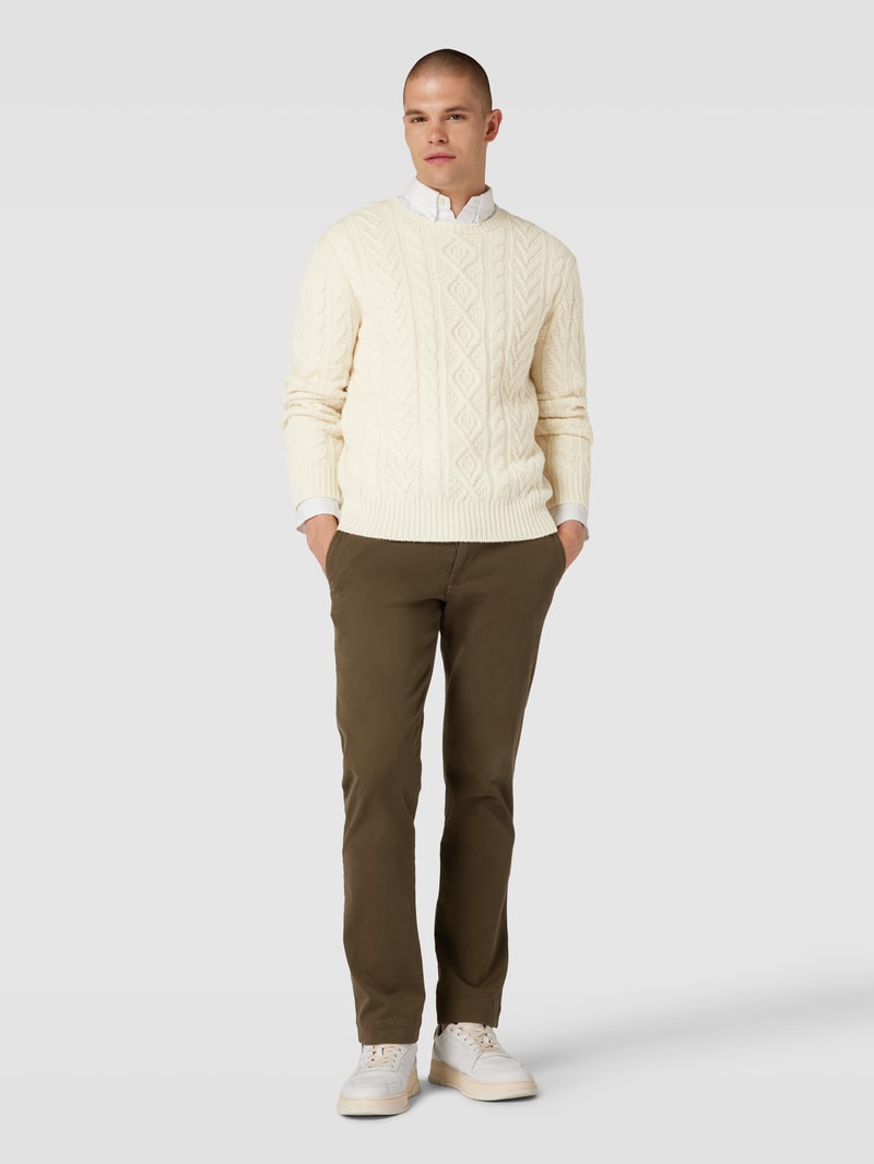 Strickpullover mit Zopfmuster in offwhite