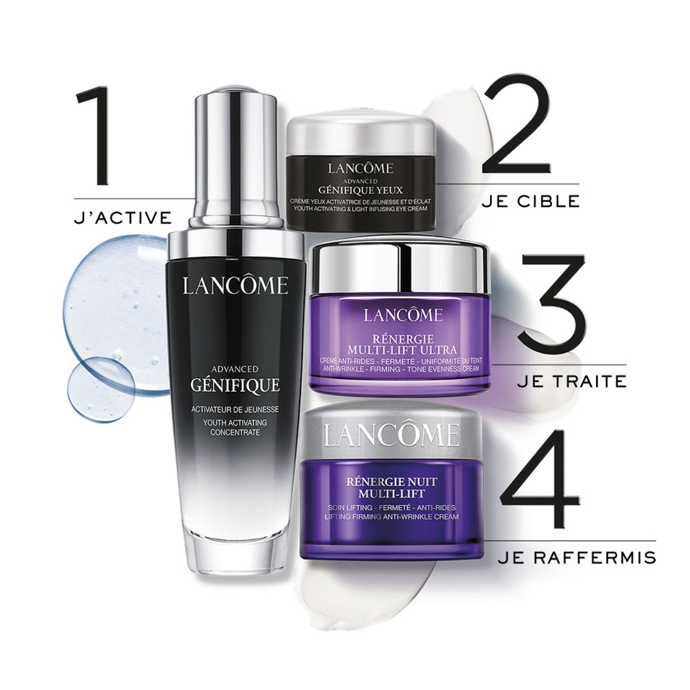 Lancôme Advanced Génifique Coffret Routine Anti-Âge Sérum + Crème Yeux, Crème Jour & Crème Nuit