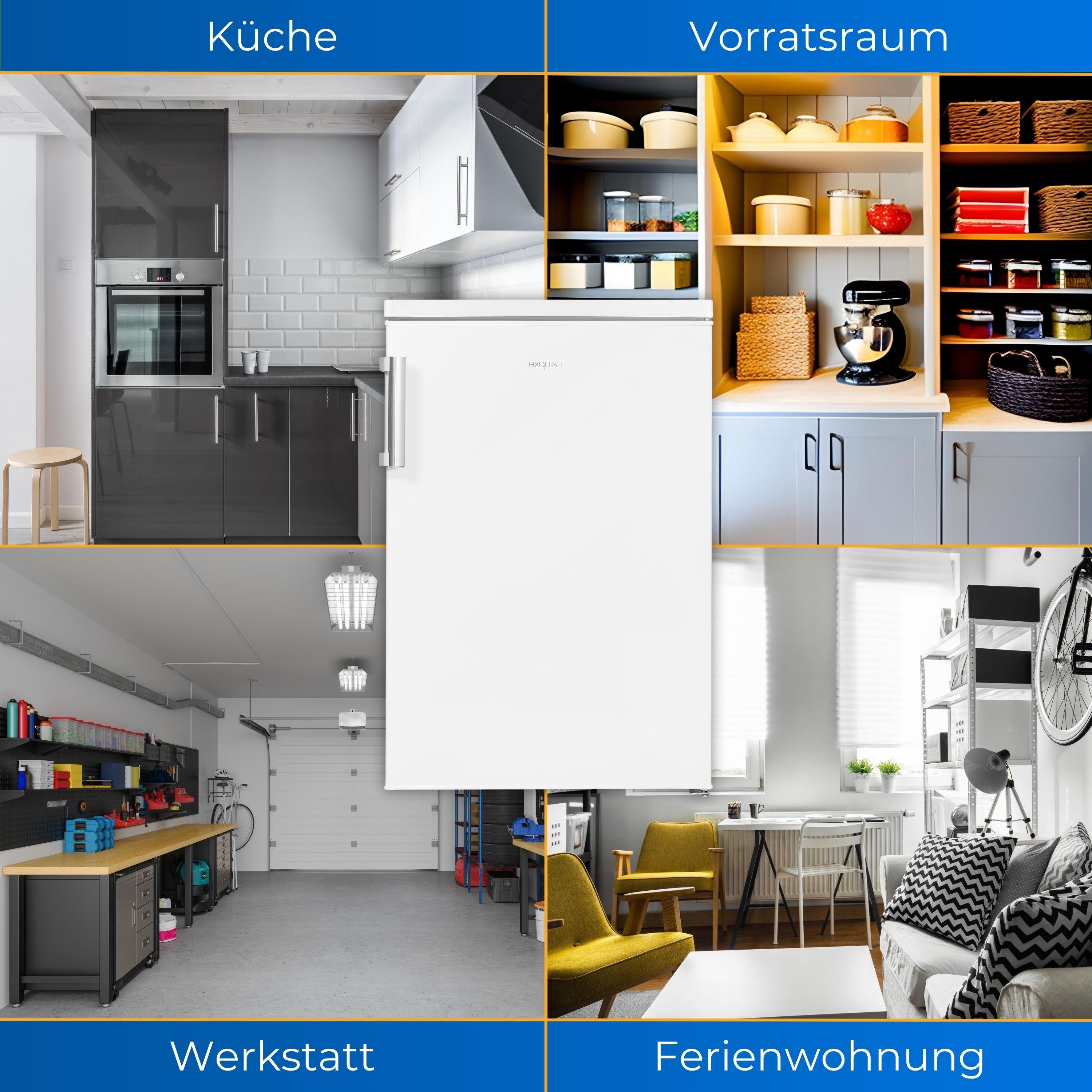 exquisit Table Top Kühlschrank KS516-4-H-010D, 85 cm hoch, 56 cm breit, klein und platzsparend für kleine Haushalte
