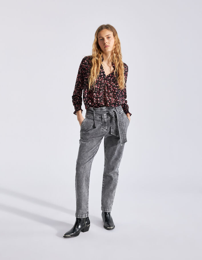 Blouse noire imprimé pink velvet dévoré Femme