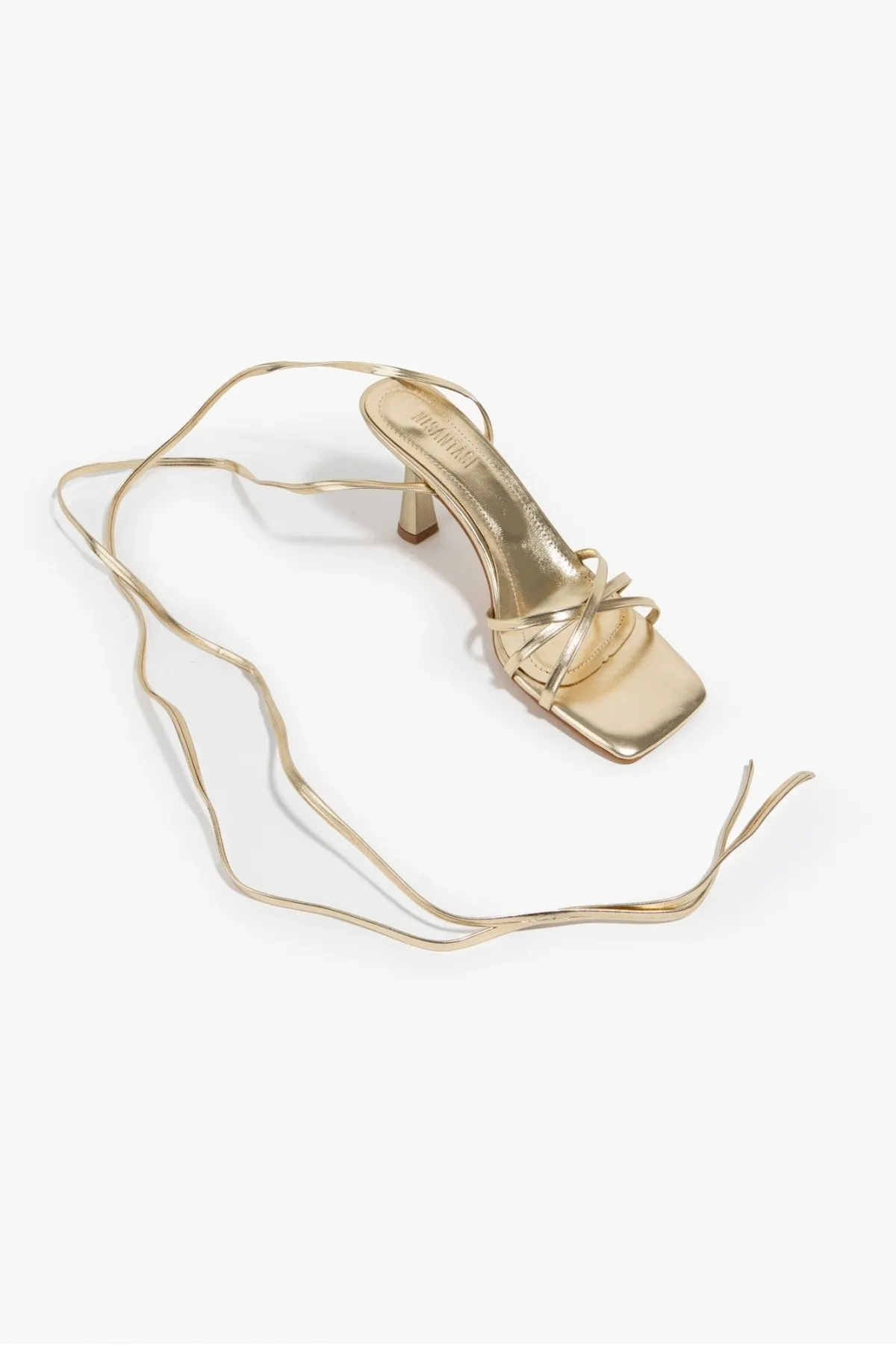 NİŞANTAŞI SHOES  Spark Gold Metallic Knöchelriemen Damen-Sandalen mit Absatz