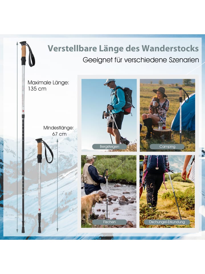 COSTWAY Nordic Walking Stöcke 1 Paar Set in Silber günstig kaufen onesize