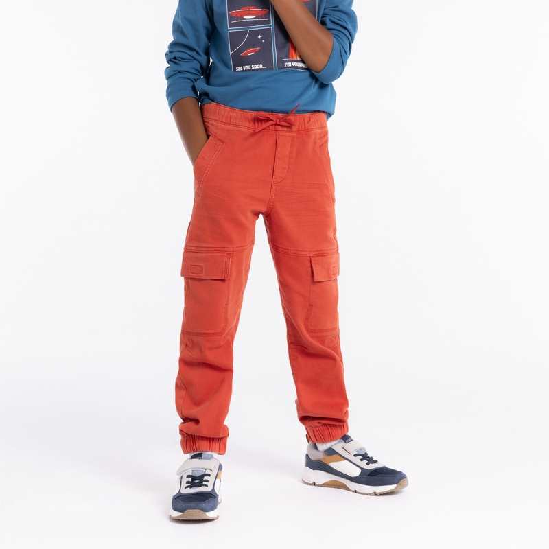 Pantalon cargo en toile orange Garçon