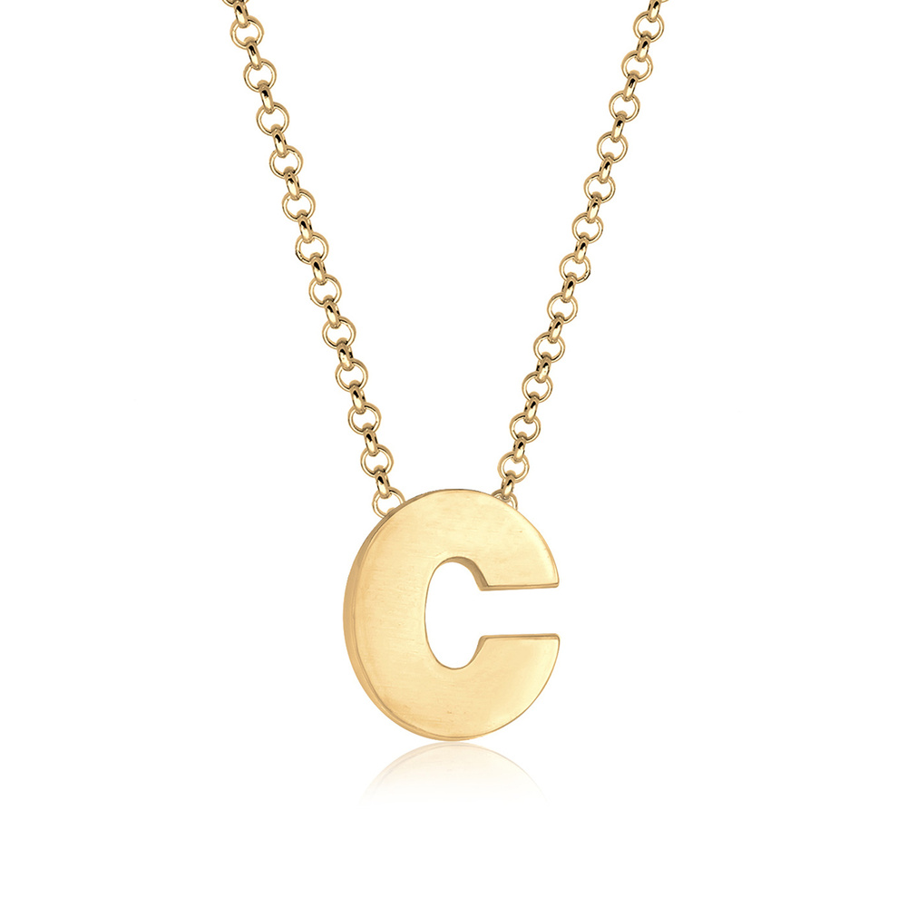 Elli Elli Collier Femme Pendentif Lettre C Initiale - (925/1000) Argent Bijoux