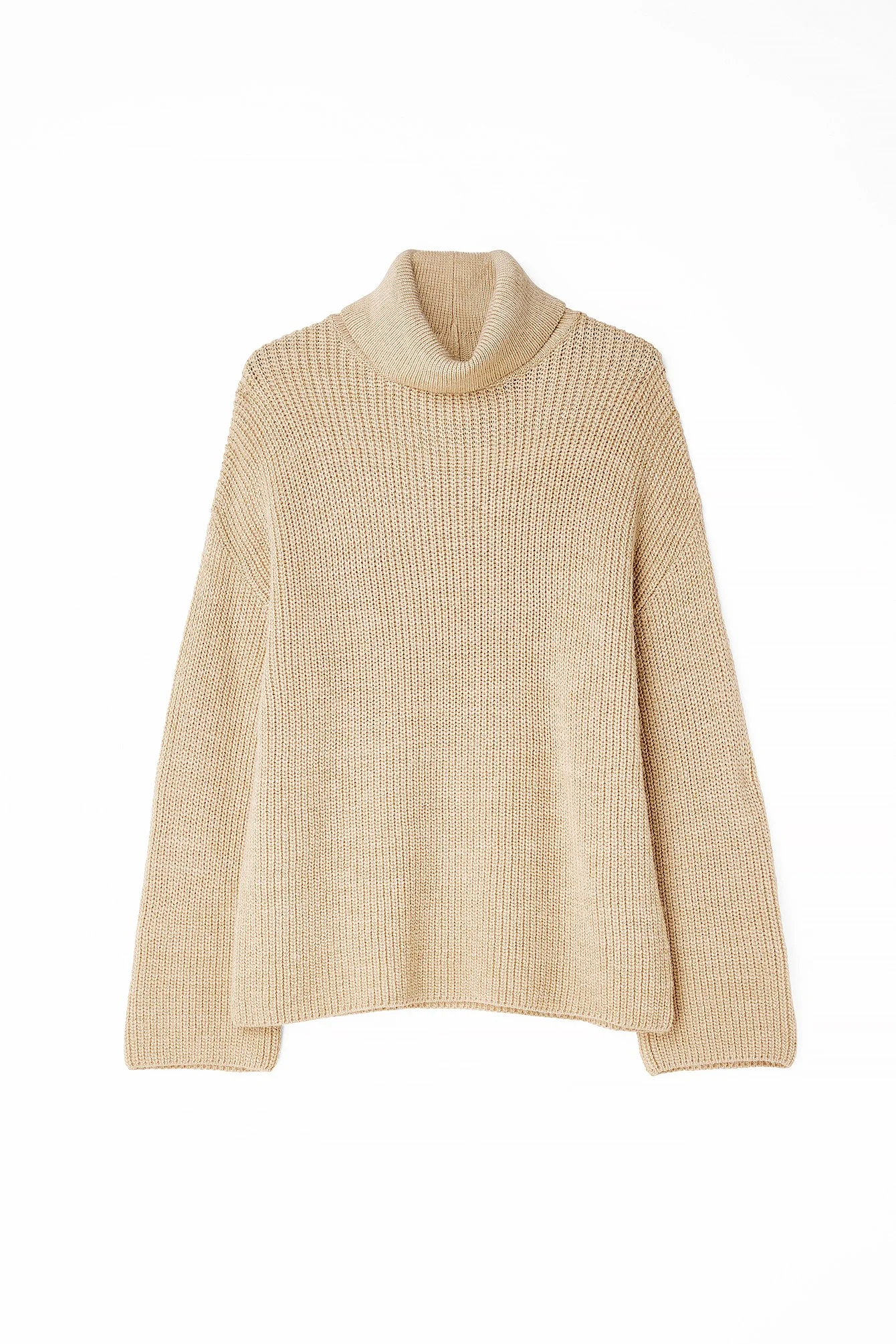 Langer Rollkragen-Strickpullover