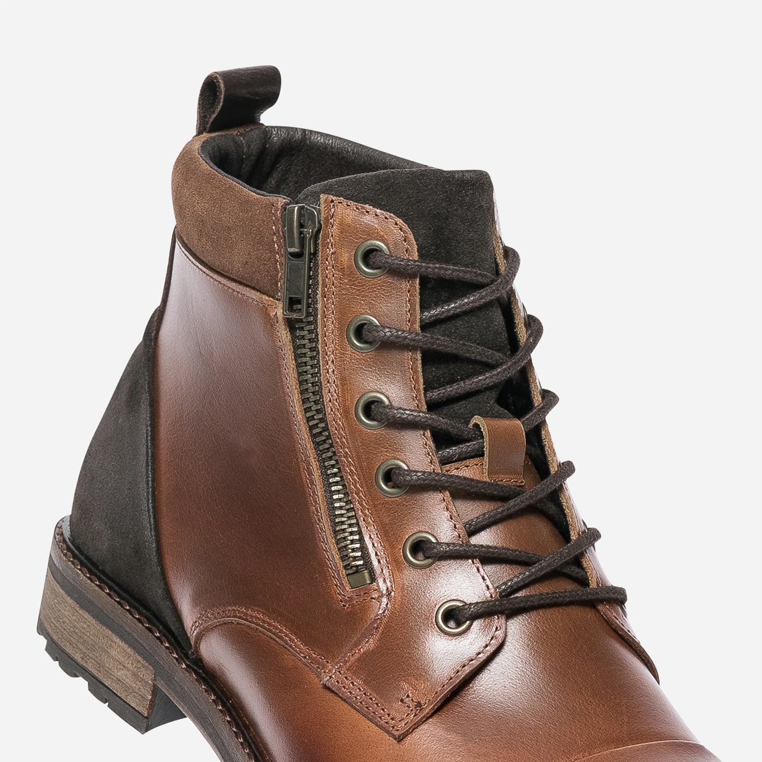 Boots à lacet cognac en cuir