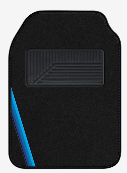 Universal-Teppichmatten Summer 1st PRICE, kompletter Satz, schwarz mit blauen Streifen - ATU