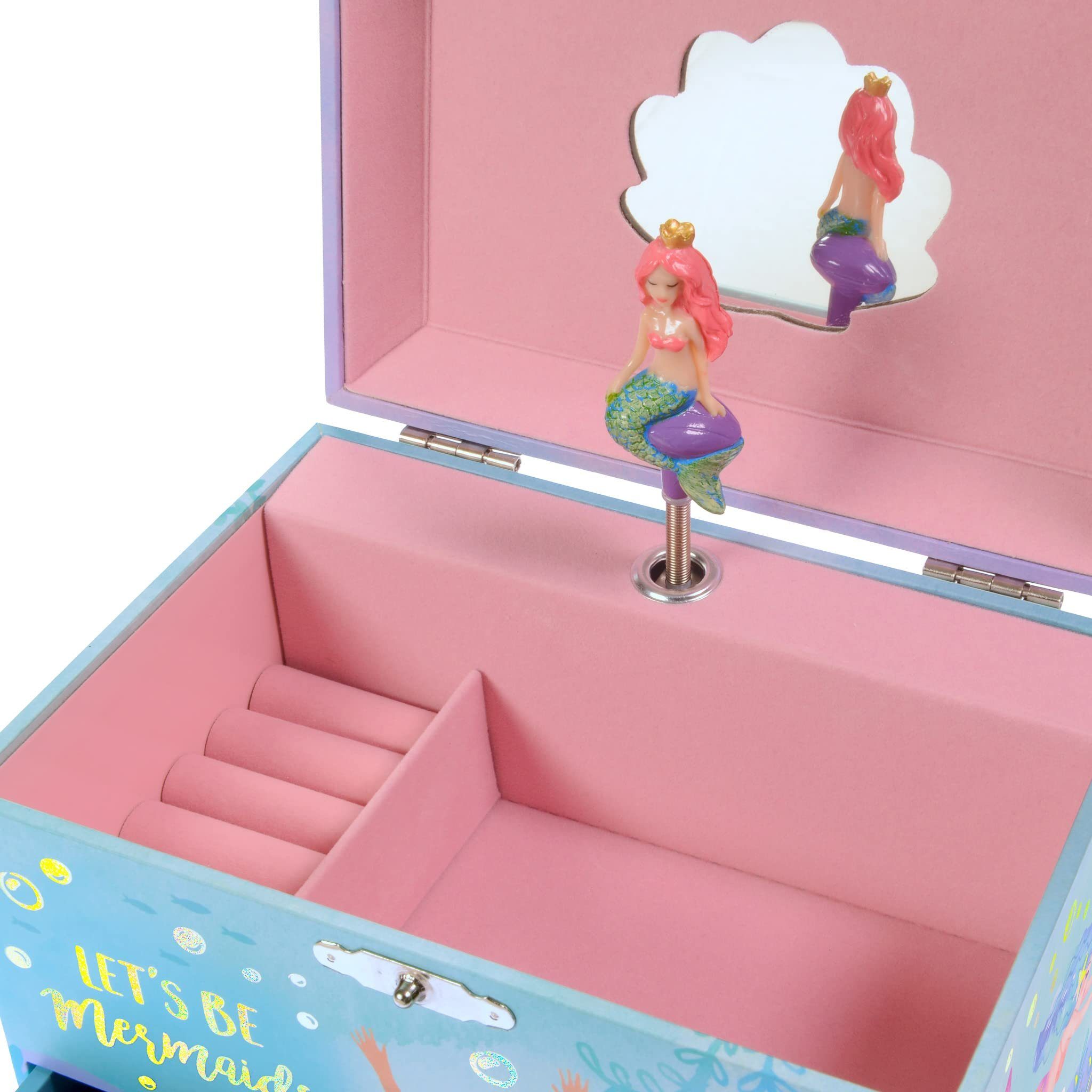 Jewelkeeper Schmuckkasten Musikalische Mädchen Schmuckschatulle mit 2 Schubladen, Violett Zuckerwatte Einhorn