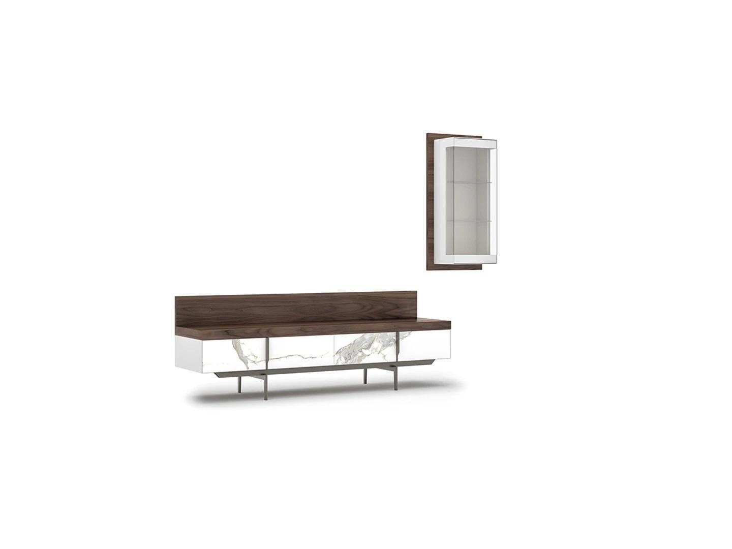 JVmoebel Wohnwand Wohnzimmer Set 2tlg TV-Ständer Komplett Hänge Vitrine Luxus Modern, (2-St., 1x TV-Ständer + 1x Hänge Vitrine), Made in Europa