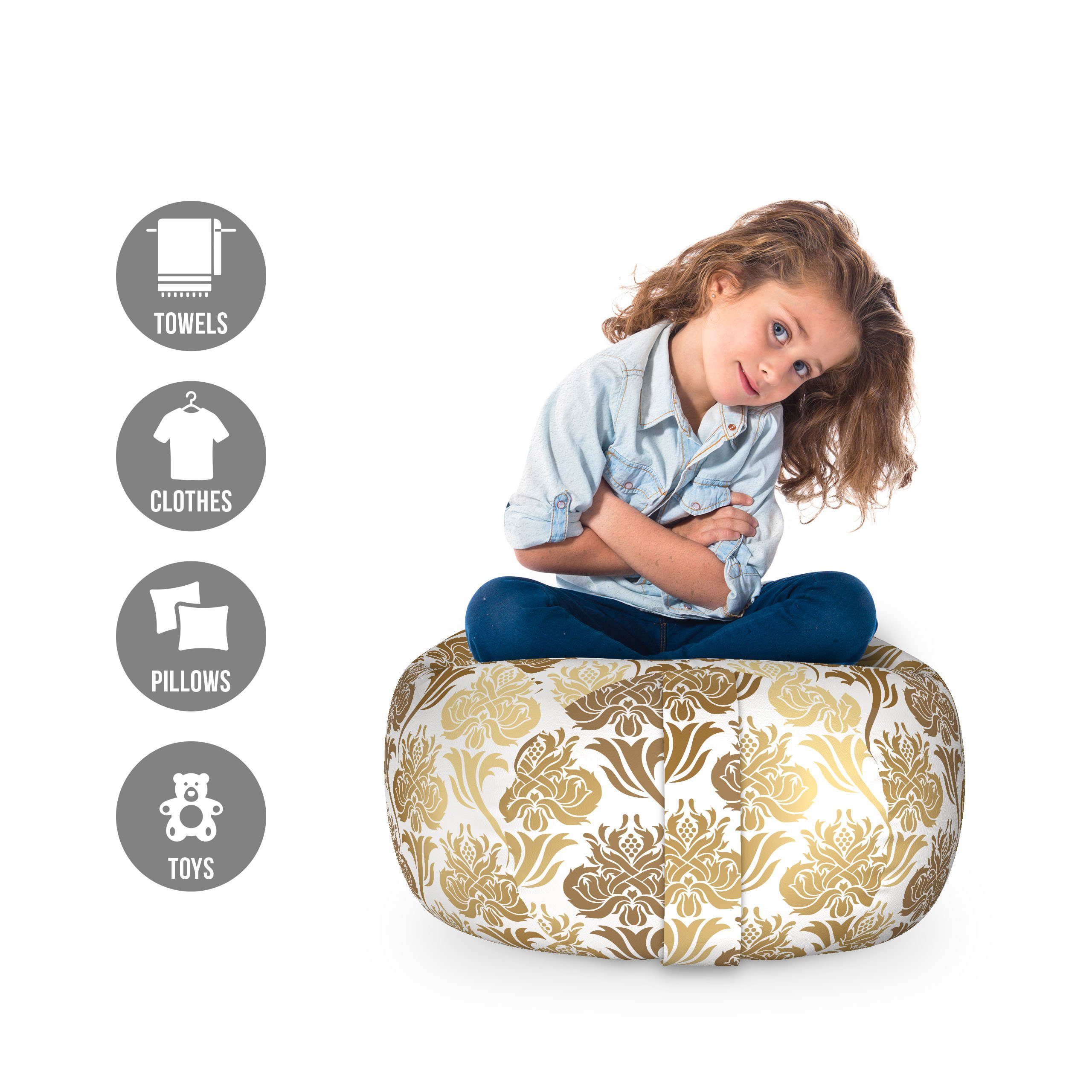 Abakuhaus Spielzeugtruhe Gefüllter Tier Organizer Waschbare Tasche für Kinder, Damast Ombre Abstract Floral