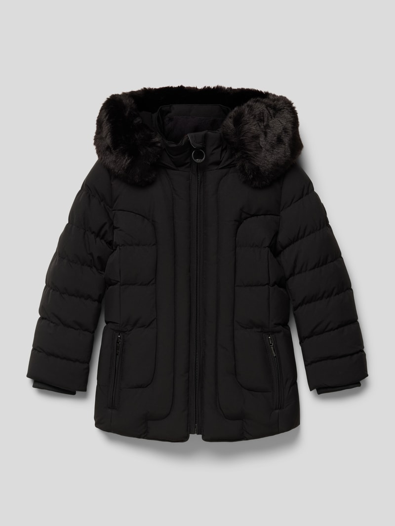 Funktionsjacke mit Kunstfellbesatz Modell 'Belvitesse' in schwarz