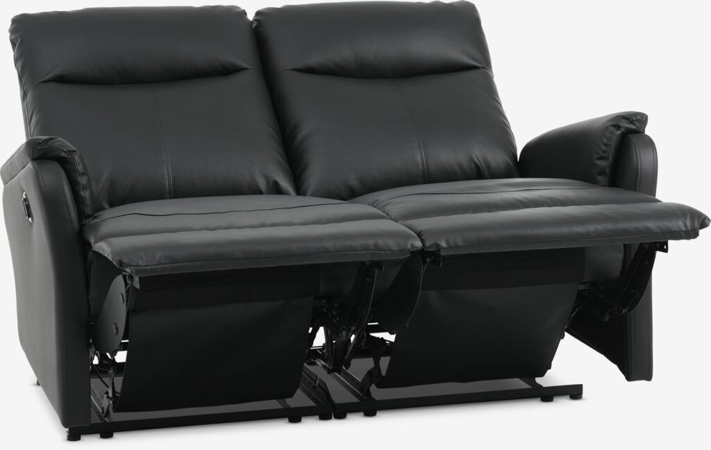 ABILDSKOV ABILDSKOV 2-seters elektrisk sofa, svart imitert skinn