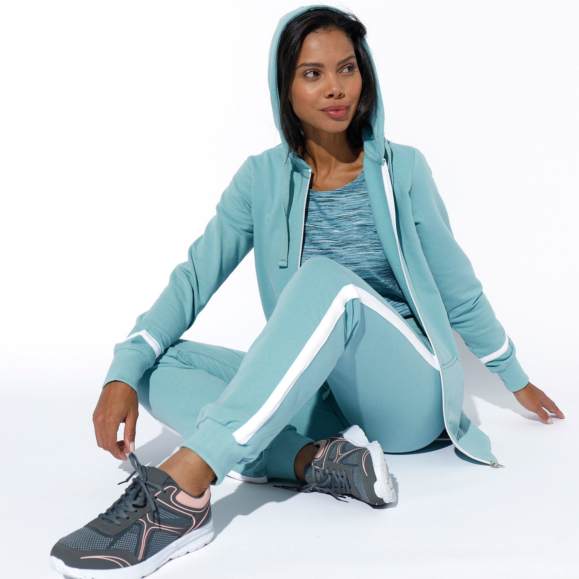 Pantalon jogging molleton bicolore