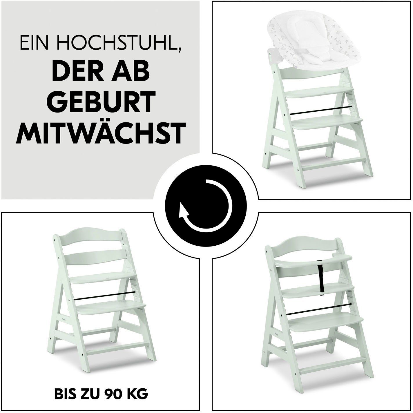 Hauck Hochstuhl Alpha+, Mint, FSC® - schützt Wald - weltweit