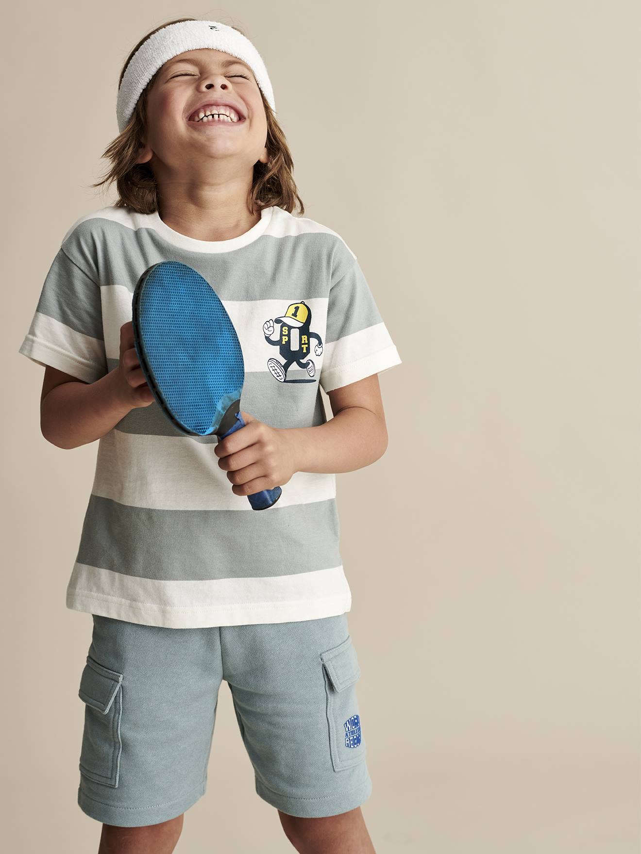 Vertbaudet Jungen Sport-Shirt mit Streifen Oeko-Tex - aqua