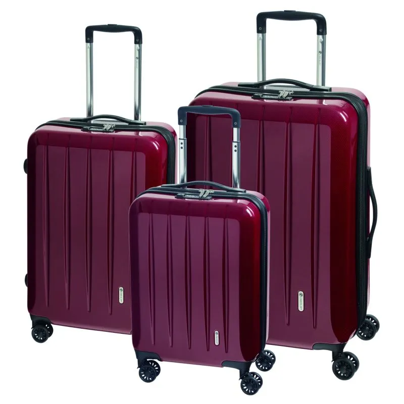 Check.IN 3-tlg. Kofferset LONDON 2.0 mit 4 Rollen - carbon rot