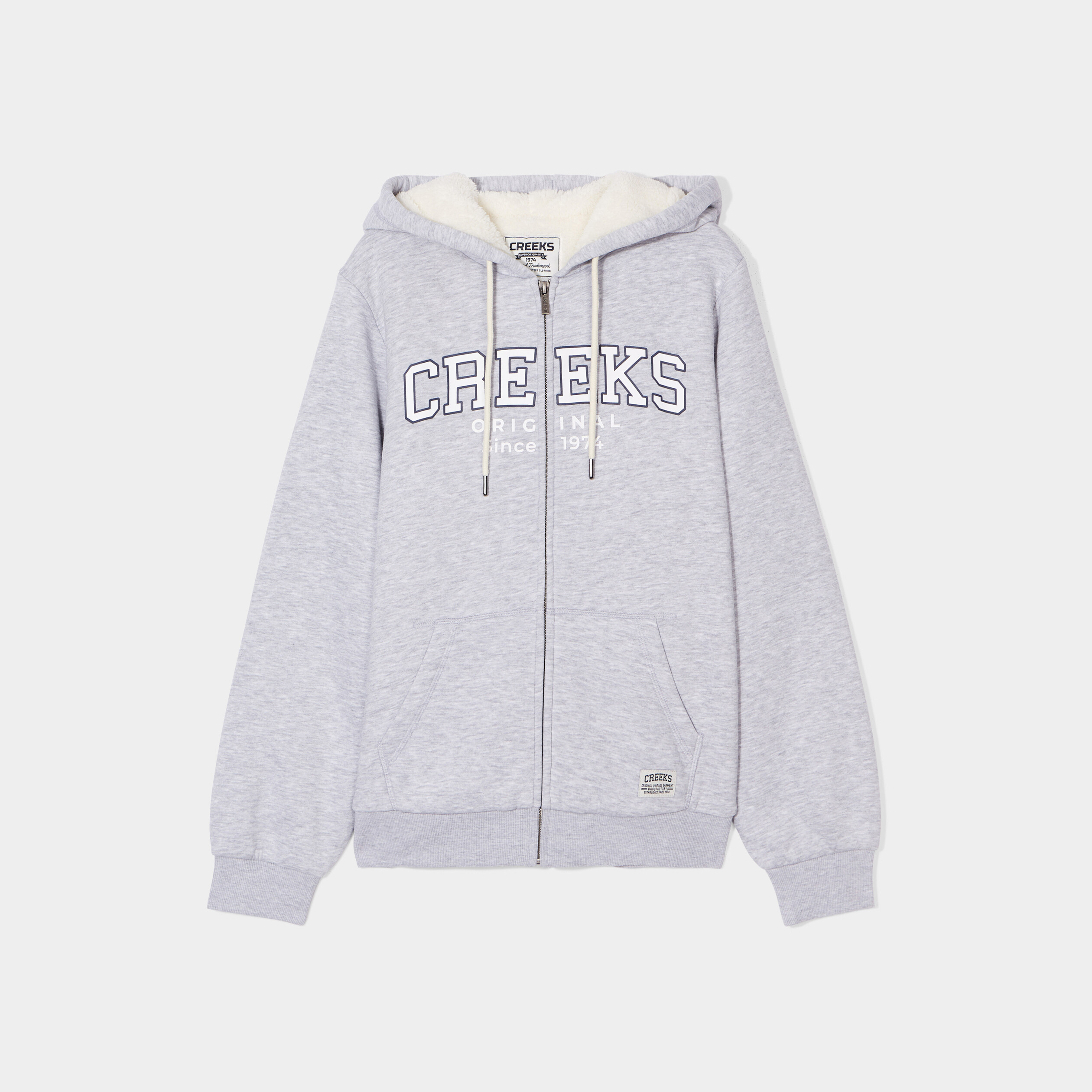Sweat zippé à capuche doublure sherpa gris clair femme | La Halle