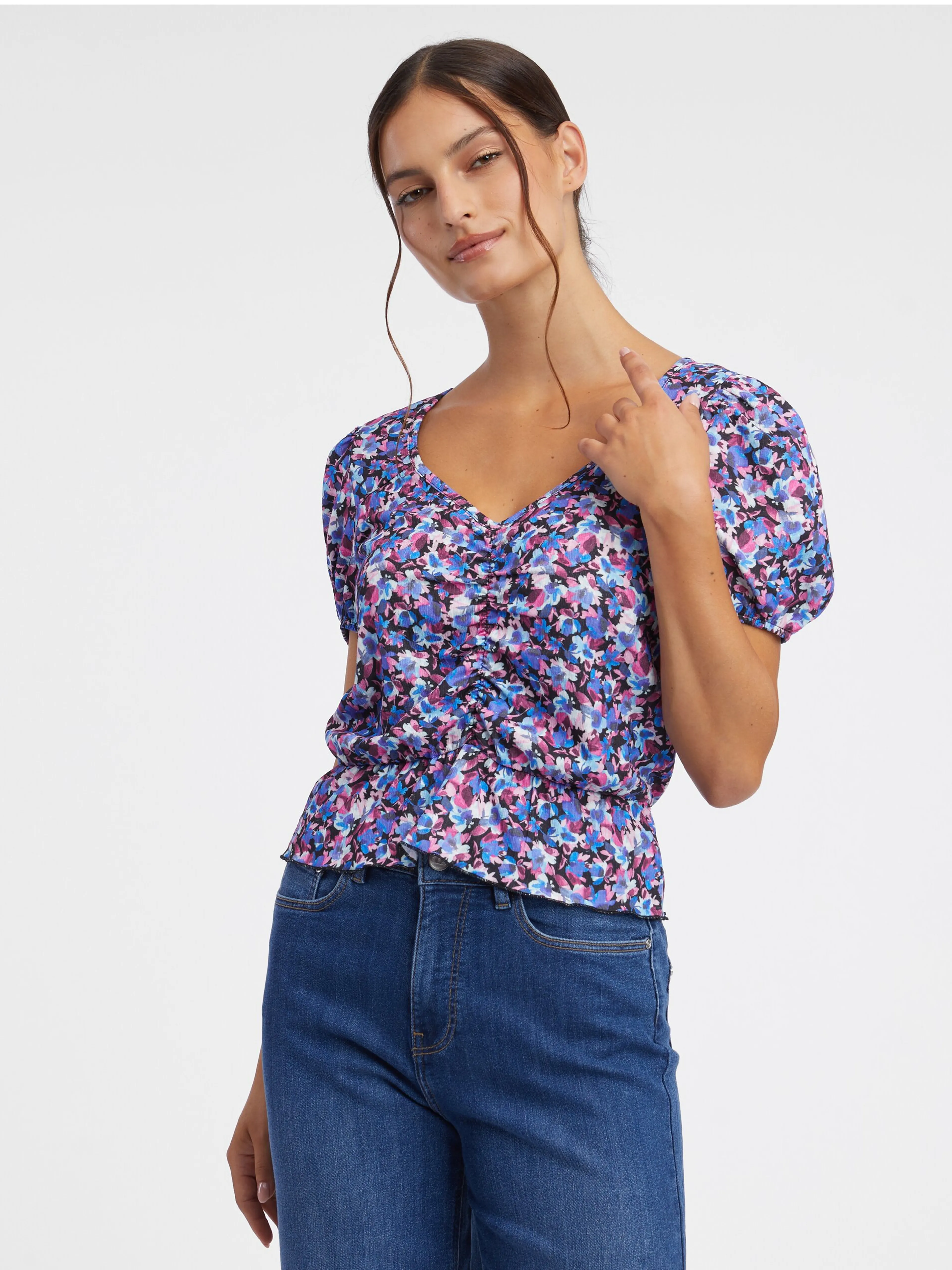 Lila geblümtes Damen-Top ORSAY