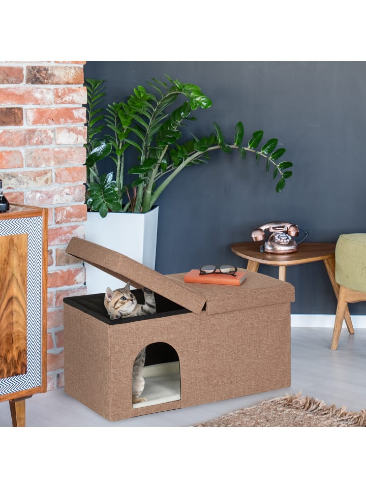 relaxdays Katzenhöhle in Hellbraun - (B)74,5 x (H)38,5 x (T)37 cm günstig kaufen onesize