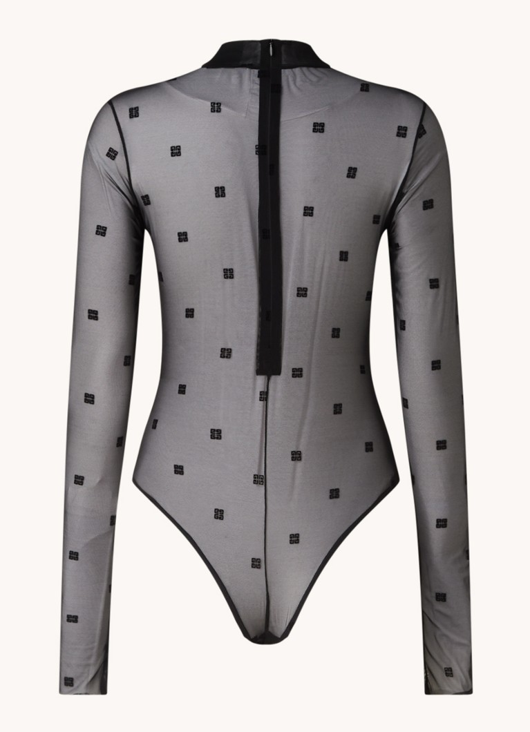 Body Givenchy din plasă semitransparentă cu logo imprimat.