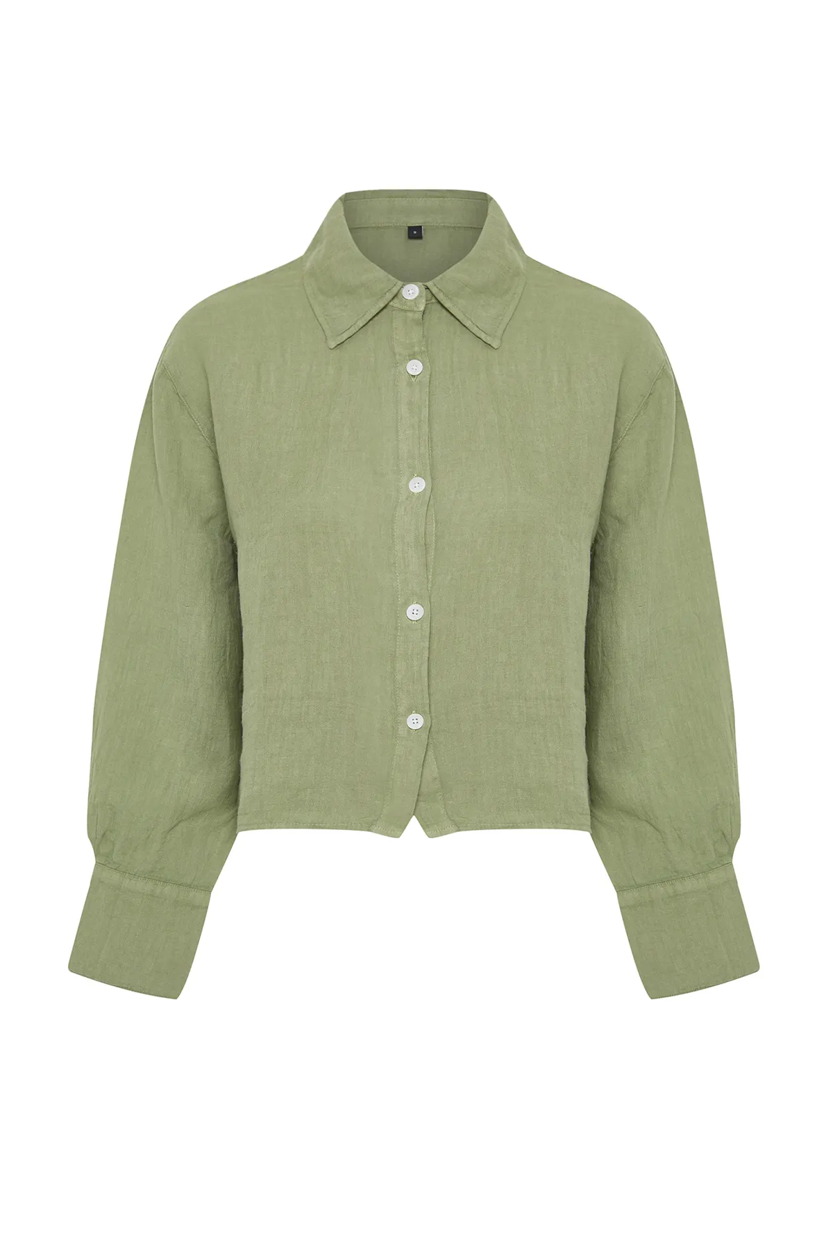 Trendyol Collection  Mintgrünes Oversize-Hemd aus 100 % Leinen TWOSS24GO00121
