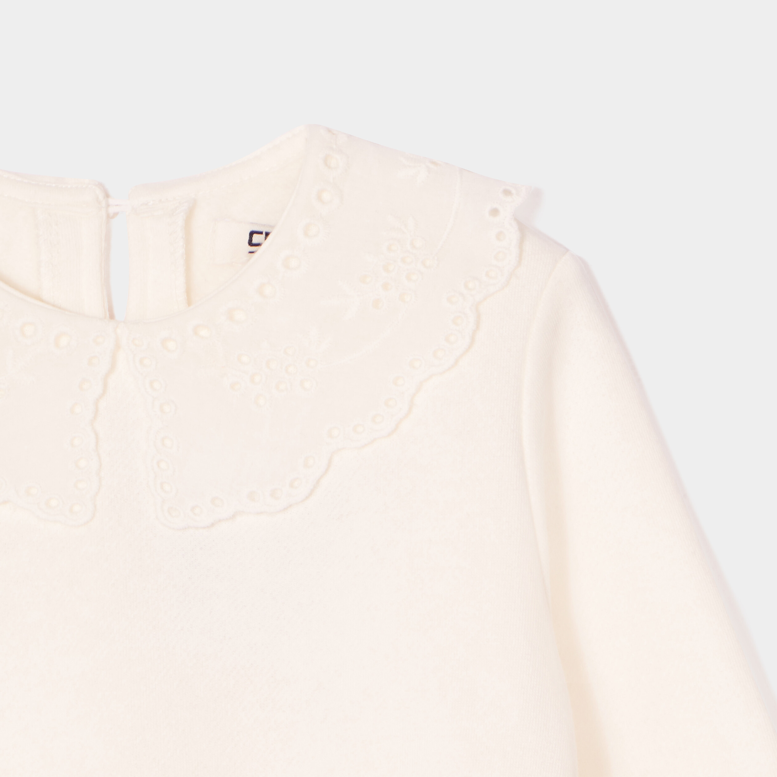 Sweat col claudine en broderie anglaise creme bébé fille | La Halle