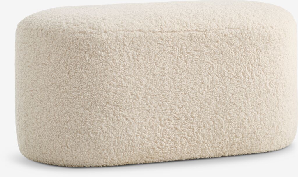 Puf OREBO 84x45 em tecido macio e branco-creme