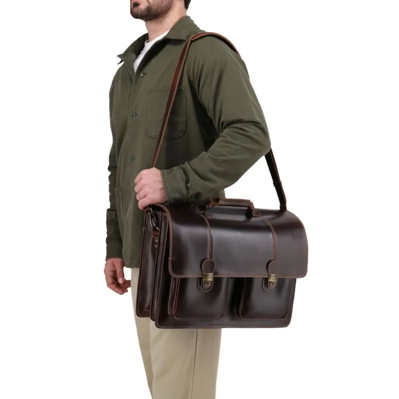 Buckle & Seam Leder Aktentasche Nevada - Braun \/ Dots