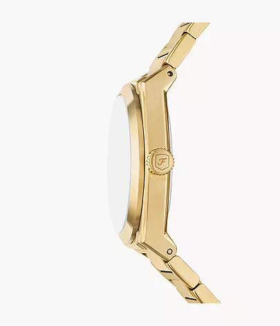 Fossil Uhr Everett 3-Zeiger-Werk Datum Edelstahl goldfarben
