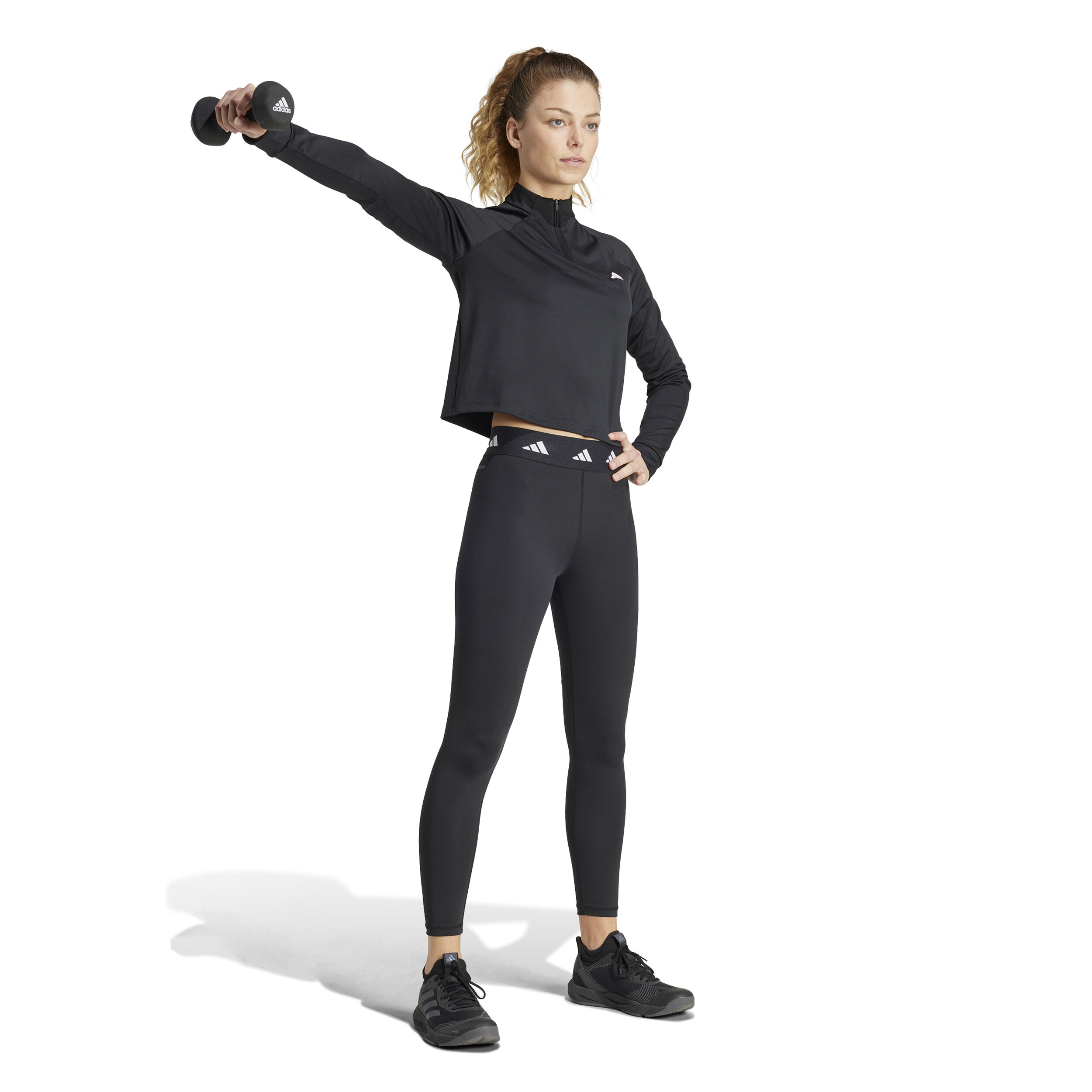 Essentials 1/4 Zip Longsleeve Damen - Schwarz