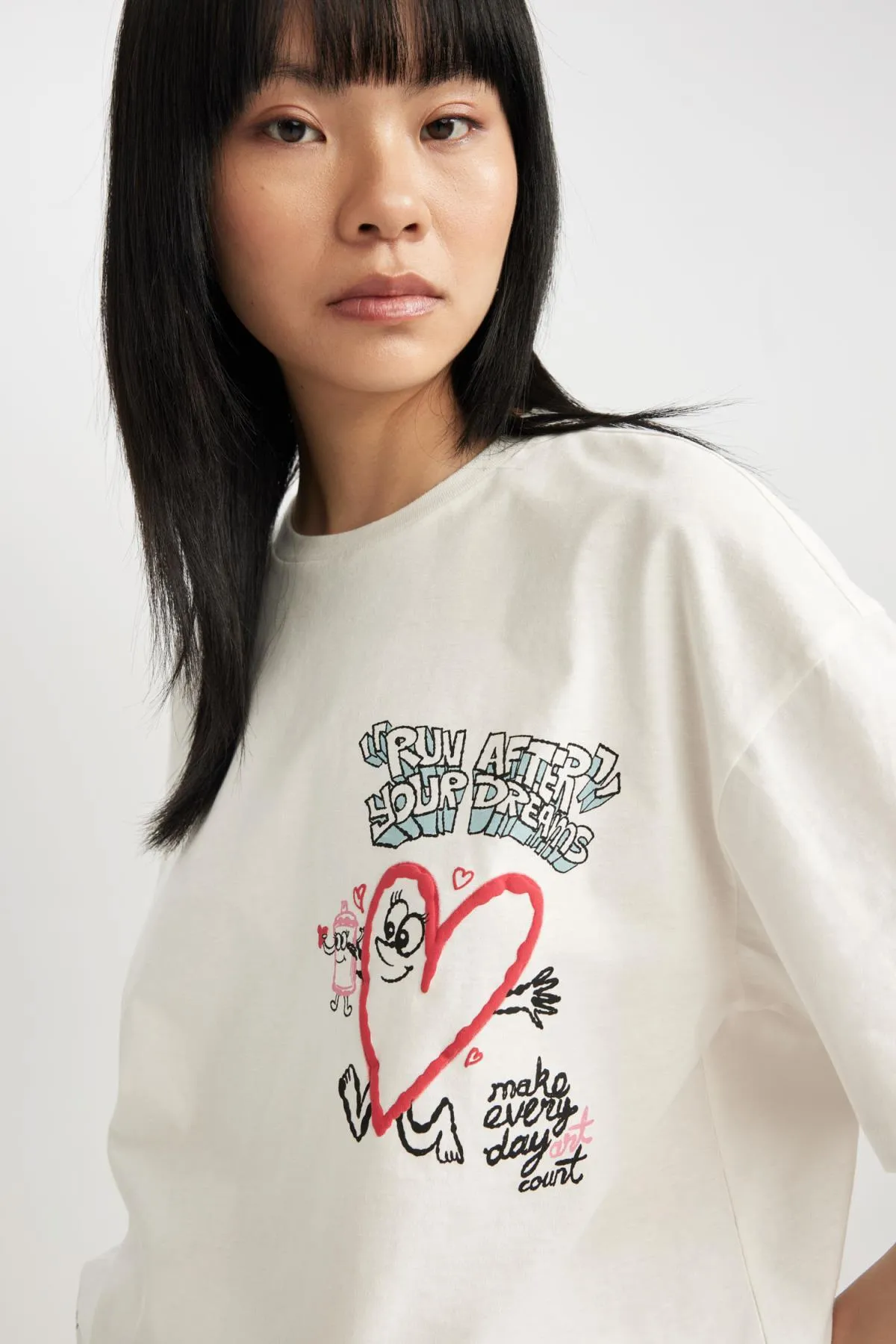 DeFacto  Unisex Cooles Oversize-T-Shirt mit Rückenaufdruck, kurzärmelig, B7046ax24sm
