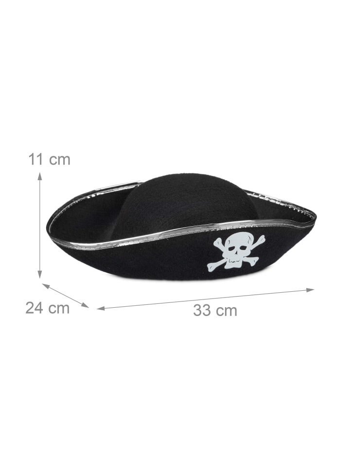 relaxdays 4 x Piratenhut in Schwarz/ Silber günstig kaufen onesize