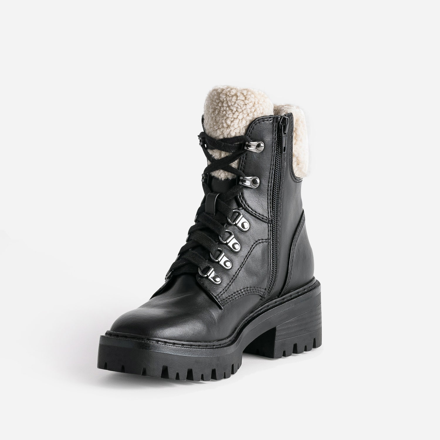Boots à lacet TEXTO noir à col fourré