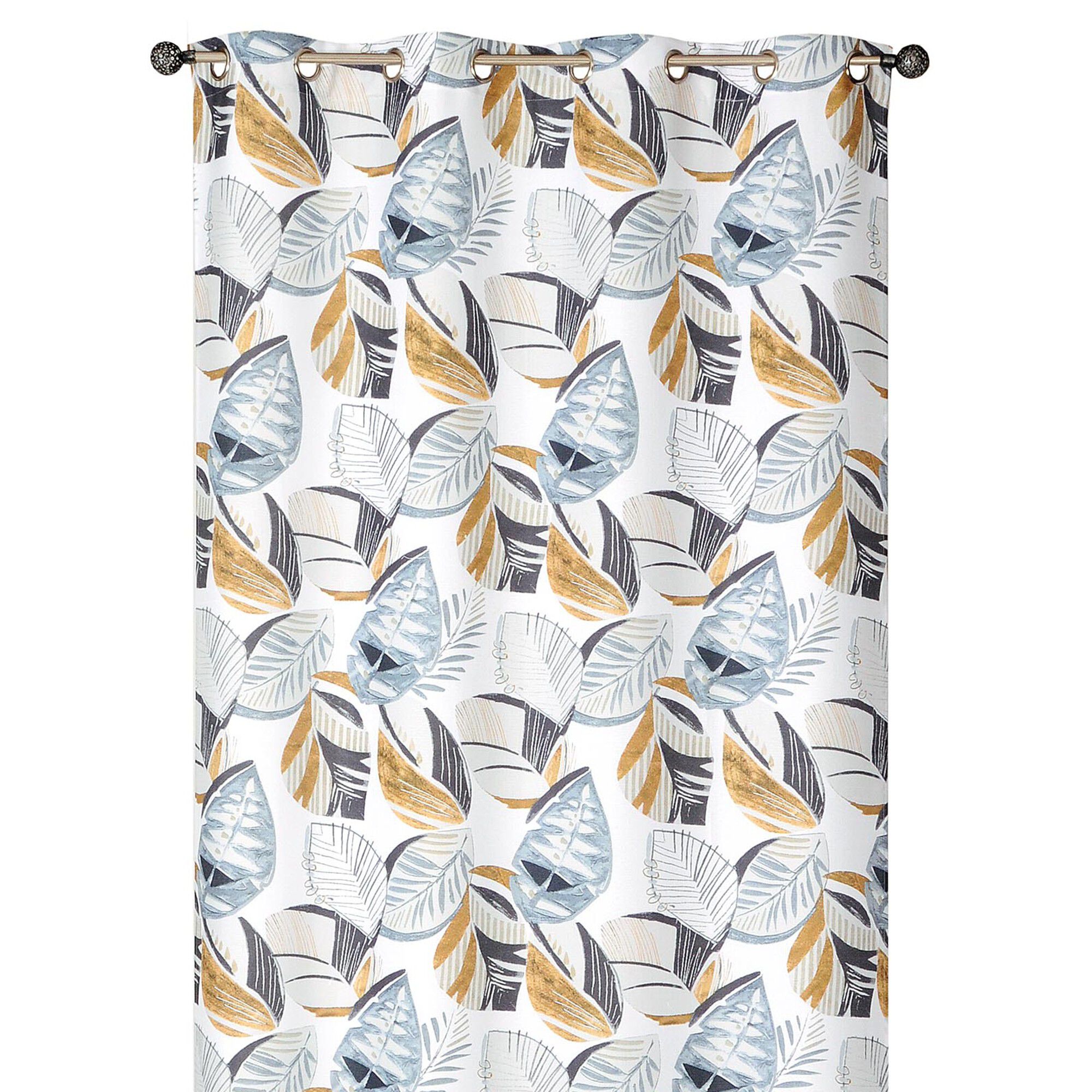 Rideau jacquard motif feuillage finition oeillets