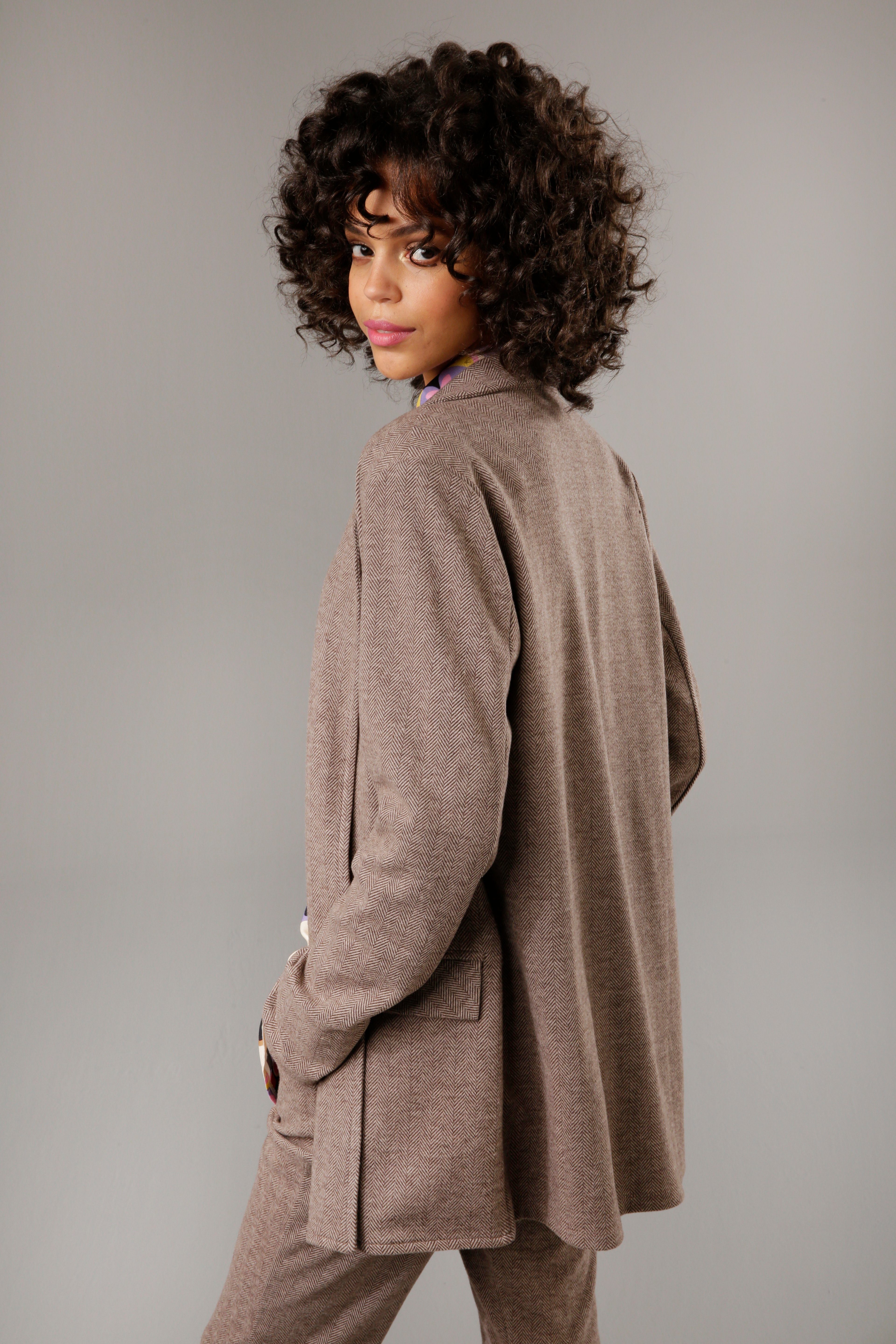 Aniston CASUAL Longblazer mit Fischgrat-Muster