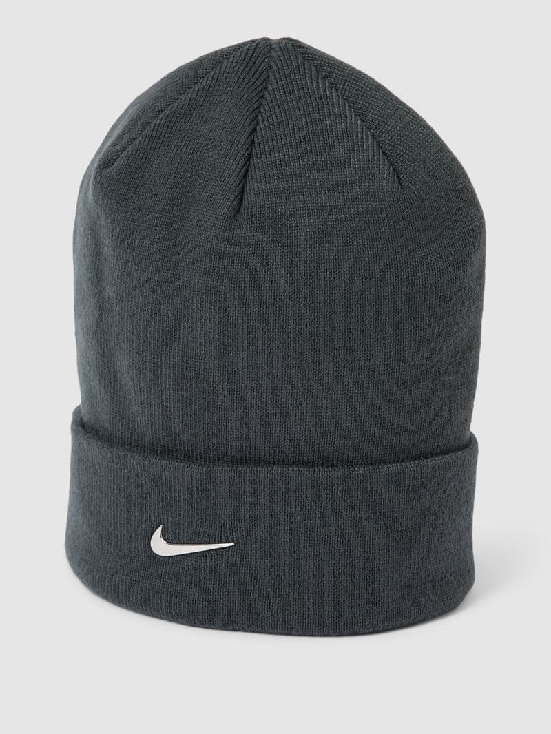 Beanie mit Label-Detail in anthrazit