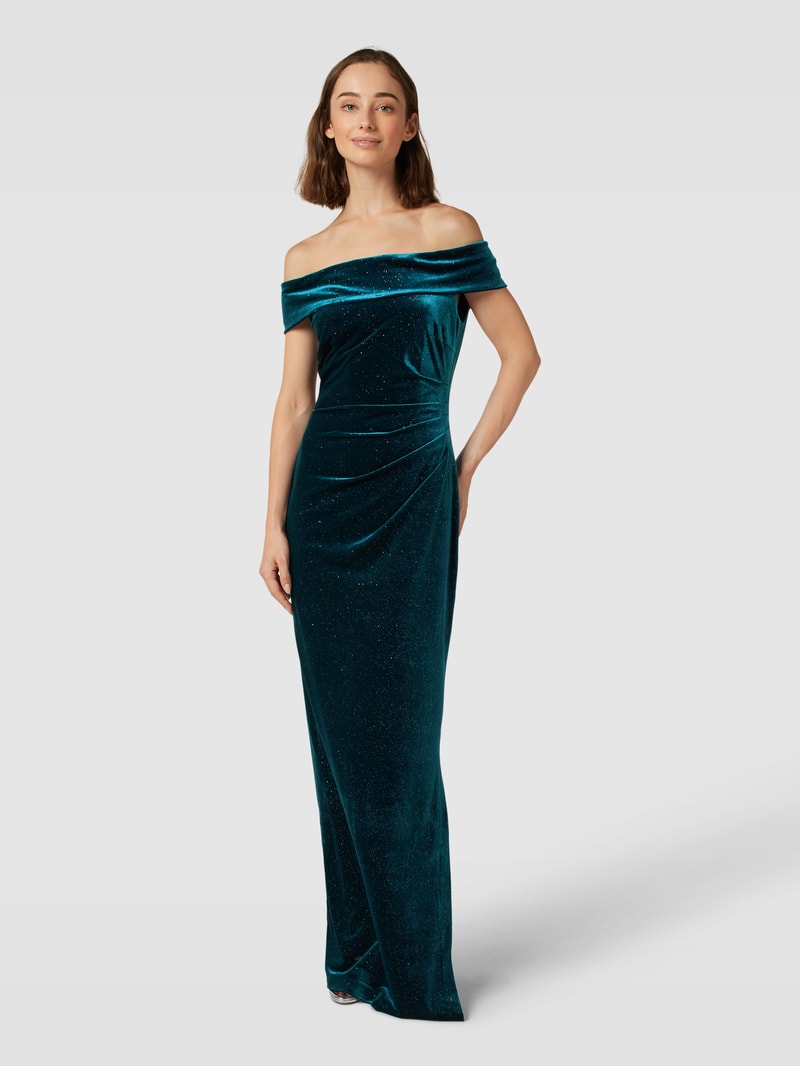 Abendkleid mit Effektgarn in dunkelgrün meliert