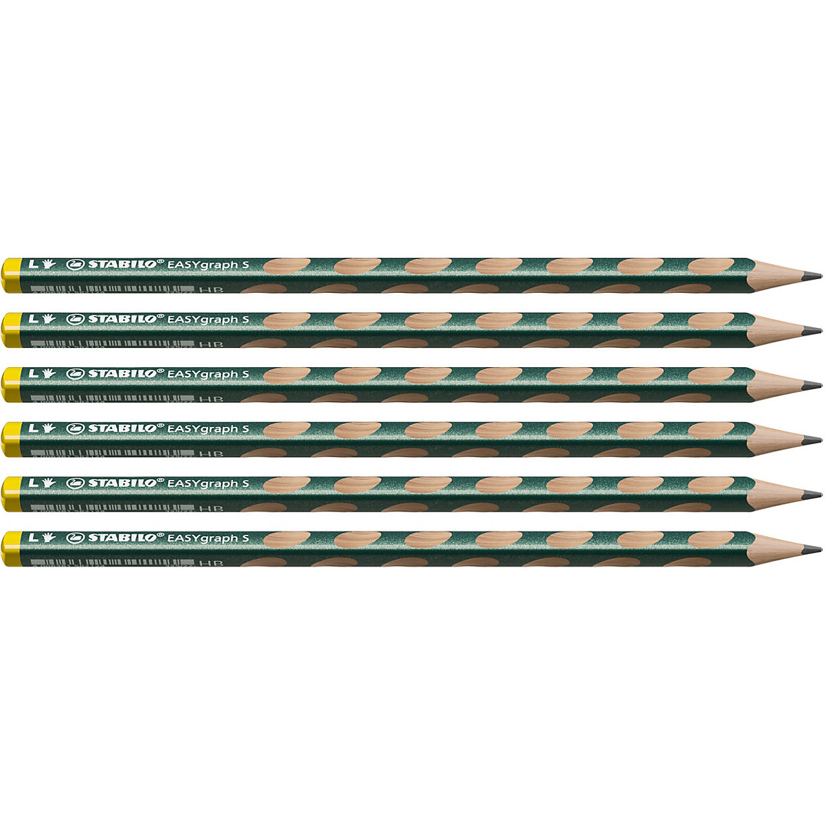 Dreikant-Bleistift EASYgraph S Metallic Edition HB metallicgrün Linkshänder, 6 Stück