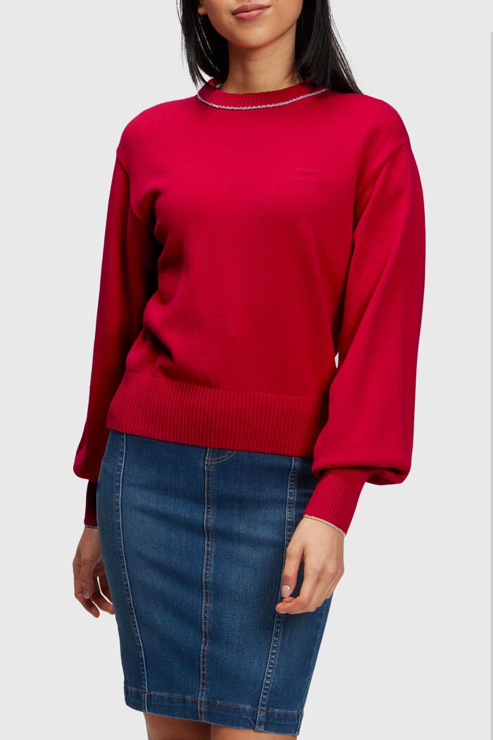 Pullover mit Puffärmeln und Kaschmiranteil