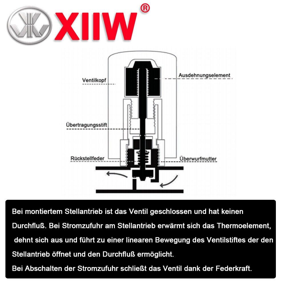 XIIW Heizkörperthermostat 4stk Thermischer Stellantrieb AC 230V für Fußbodenheizung Thermostat, (M30x1,5 NC (stromlos geschlossen), 4 St)